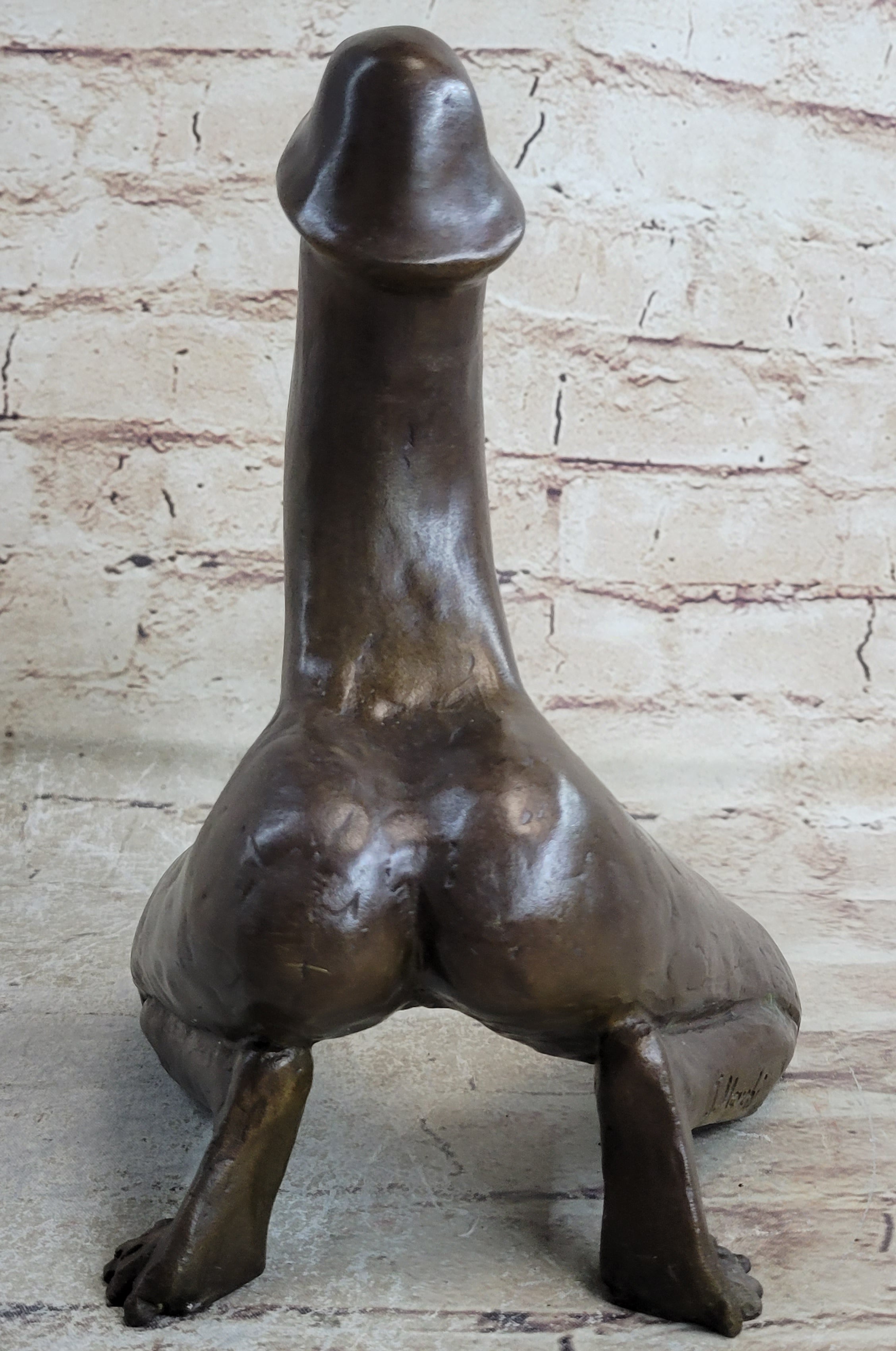 Phallic Creature Phallus Penis with Legs Bronze by J. Mavchi 9" x 6"