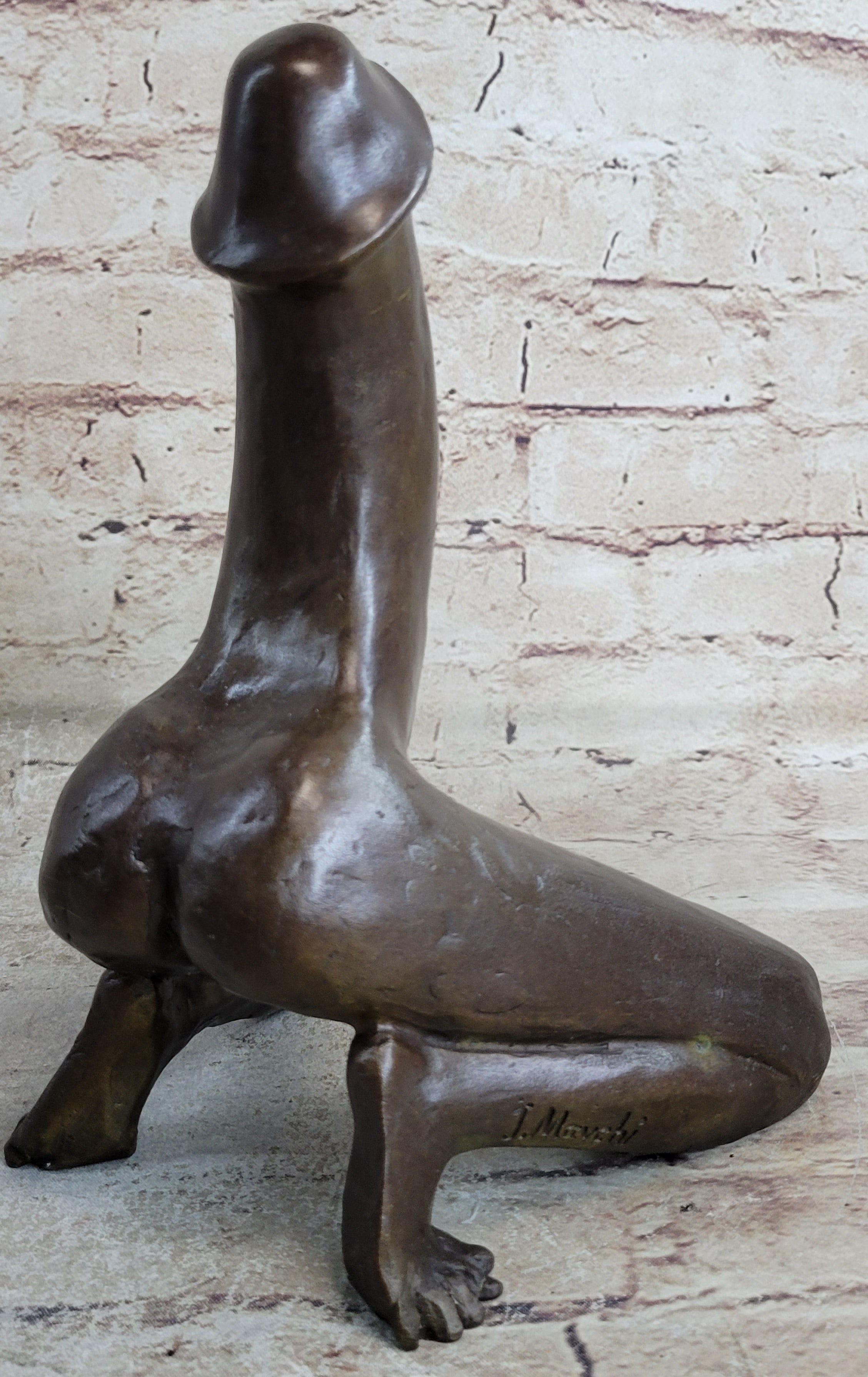 Phallic Creature Phallus Penis with Legs Bronze by J. Mavchi 9" x 6"