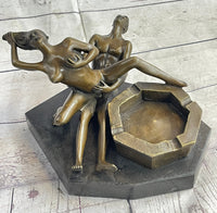 Erotic Sexual Novelty Bronze Metal Ashtray on Marble Base Reverse Cowgirl Mavchi 5" x 12"