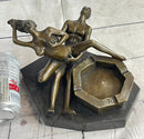 Erotic Sexual Novelty Bronze Metal Ashtray on Marble Base Reverse Cowgirl Mavchi 5" x 12"