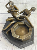 Erotic Sexual Novelty Bronze Metal Ashtray on Marble Base Reverse Cowgirl Mavchi 5" x 12"