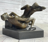 Erotic Sexual Novelty Bronze Metal Ashtray on Marble Base Reverse Cowgirl Mavchi 5" x 12"