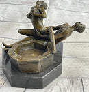Erotic Sexual Novelty Bronze Metal Ashtray on Marble Base Reverse Cowgirl Mavchi 5" x 12"