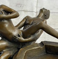 Erotic Sexual Novelty Bronze Metal Ashtray on Marble Base Reverse Cowgirl Mavchi 5" x 12"