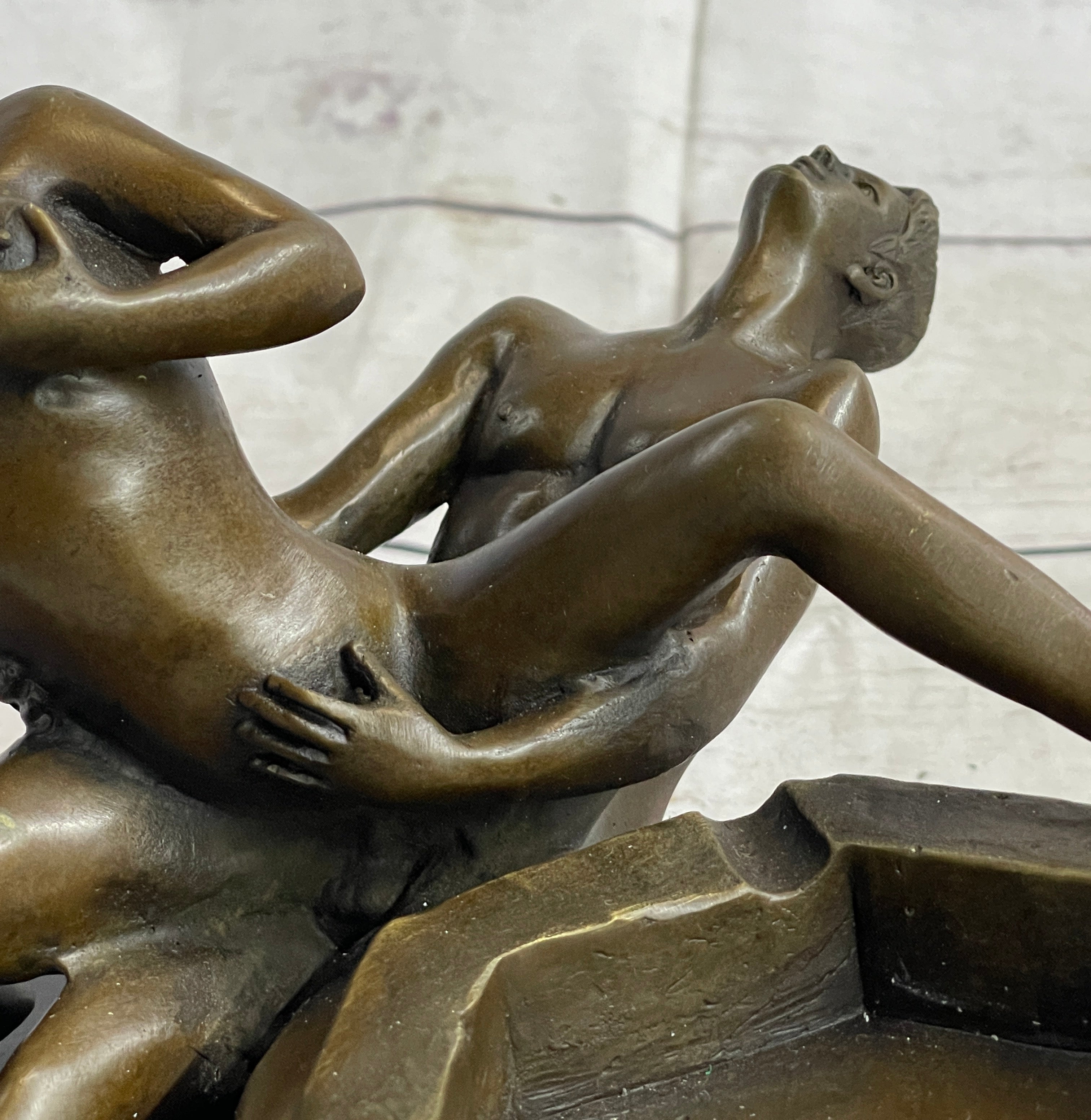 Erotic Sexual Novelty Bronze Metal Ashtray on Marble Base Reverse Cowgirl Mavchi 5" x 12"