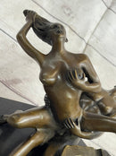 Erotic Sexual Novelty Bronze Metal Ashtray on Marble Base Reverse Cowgirl Mavchi 5" x 12"