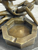 Erotic Sexual Novelty Bronze Metal Ashtray on Marble Base Reverse Cowgirl Mavchi 5" x 12"