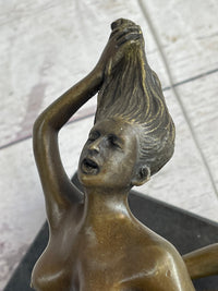 Erotic Sexual Novelty Bronze Metal Ashtray on Marble Base Reverse Cowgirl Mavchi 5" x 12"