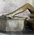 Erotic Sexual Novelty Bronze Metal Ashtray on Marble Base Reverse Cowgirl Mavchi 5" x 12"