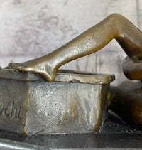 Erotic Sexual Novelty Bronze Metal Ashtray on Marble Base Reverse Cowgirl Mavchi 5" x 12"