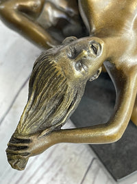 Erotic Sexual Novelty Bronze Metal Ashtray on Marble Base Reverse Cowgirl Mavchi 5" x 12"