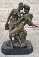 Satyr & Nymph Nude Female Having Sex Erotic Bronze Statue Sculpture Original Art 13" x 10"
