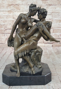 Satyr & Nymph Nude Female Having Sex Erotic Bronze Statue Sculpture Original Art 13" x 10"