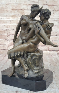Satyr & Nymph Nude Female Having Sex Erotic Bronze Statue Sculpture Original Art 13" x 10"