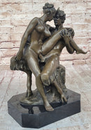 Satyr & Nymph Nude Female Having Sex Erotic Bronze Statue Sculpture Original Art 13" x 10"