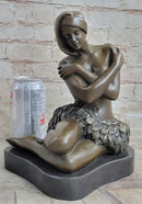Topless Hawaiian Girl Bronze Figure on Marble Base