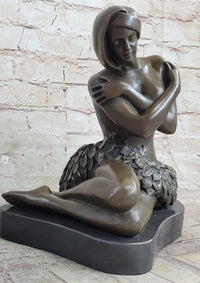 Topless Hawaiian Girl Bronze Figure on Marble Base