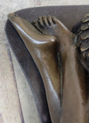 Topless Hawaiian Girl Bronze Figure on Marble Base