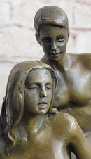 Erotic Real Bronze Sculpture Pen Holder Couple Having Sex Nude Figures
