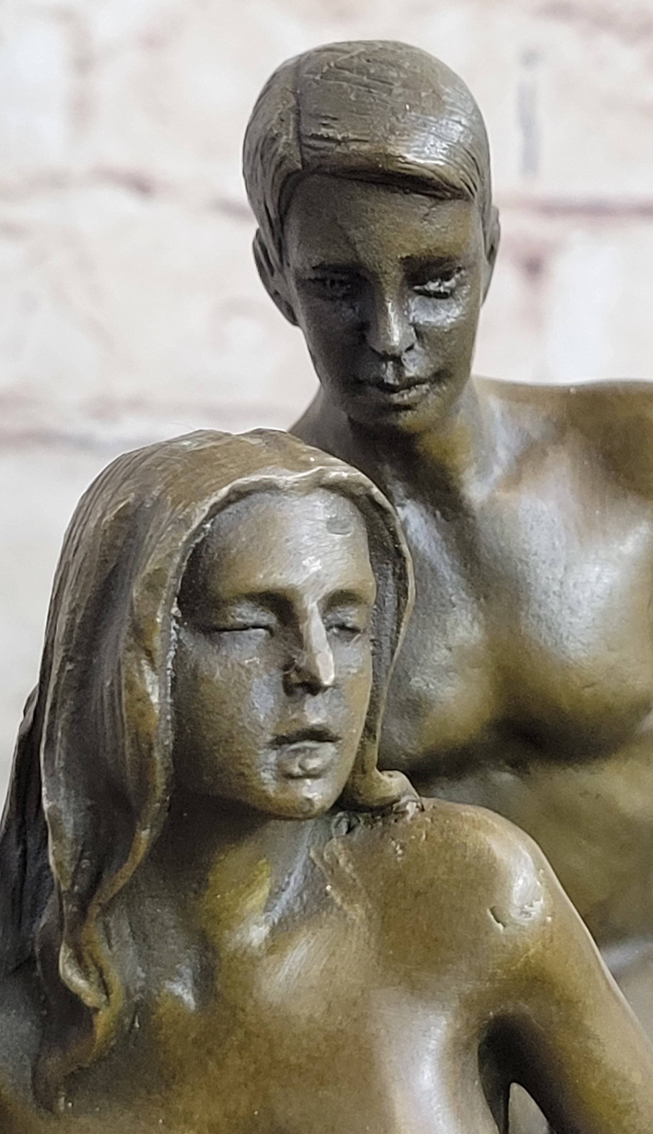 Erotic Real Bronze Sculpture Pen Holder Couple Having Sex Nude Figures