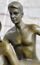 Erotic Real Bronze Sculpture Pen Holder Couple Having Sex Nude Figures