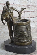 Erotic Real Bronze Sculpture Pen Holder Couple Having Sex Nude Figures