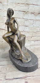 Signed Milo Nude Model with Sexy Pose Bronze Art Deco Sculpture