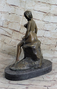 Signed Milo Nude Model with Sexy Pose Bronze Art Deco Sculpture