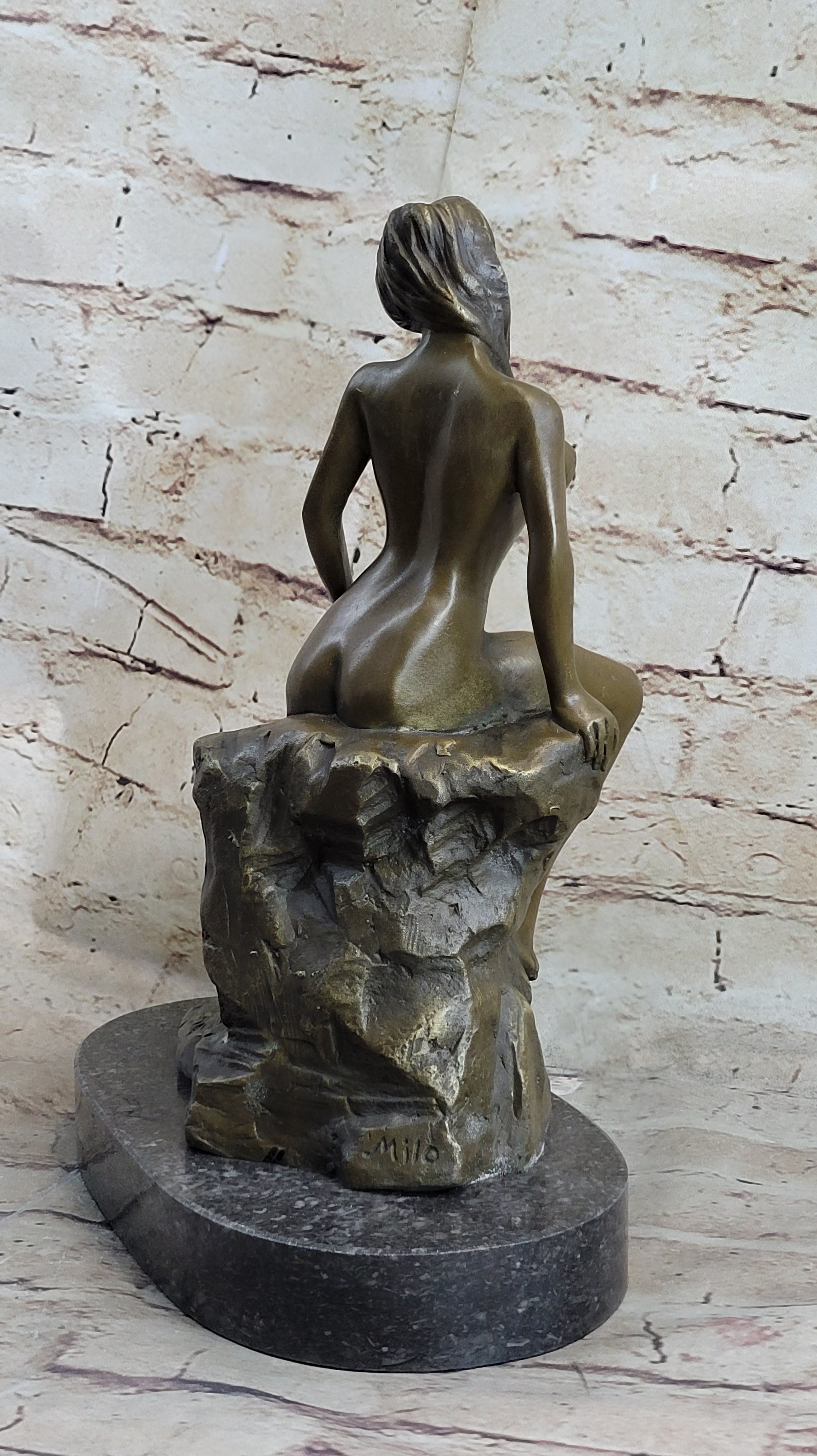 Signed Milo Nude Model with Sexy Pose Bronze Art Deco Sculpture