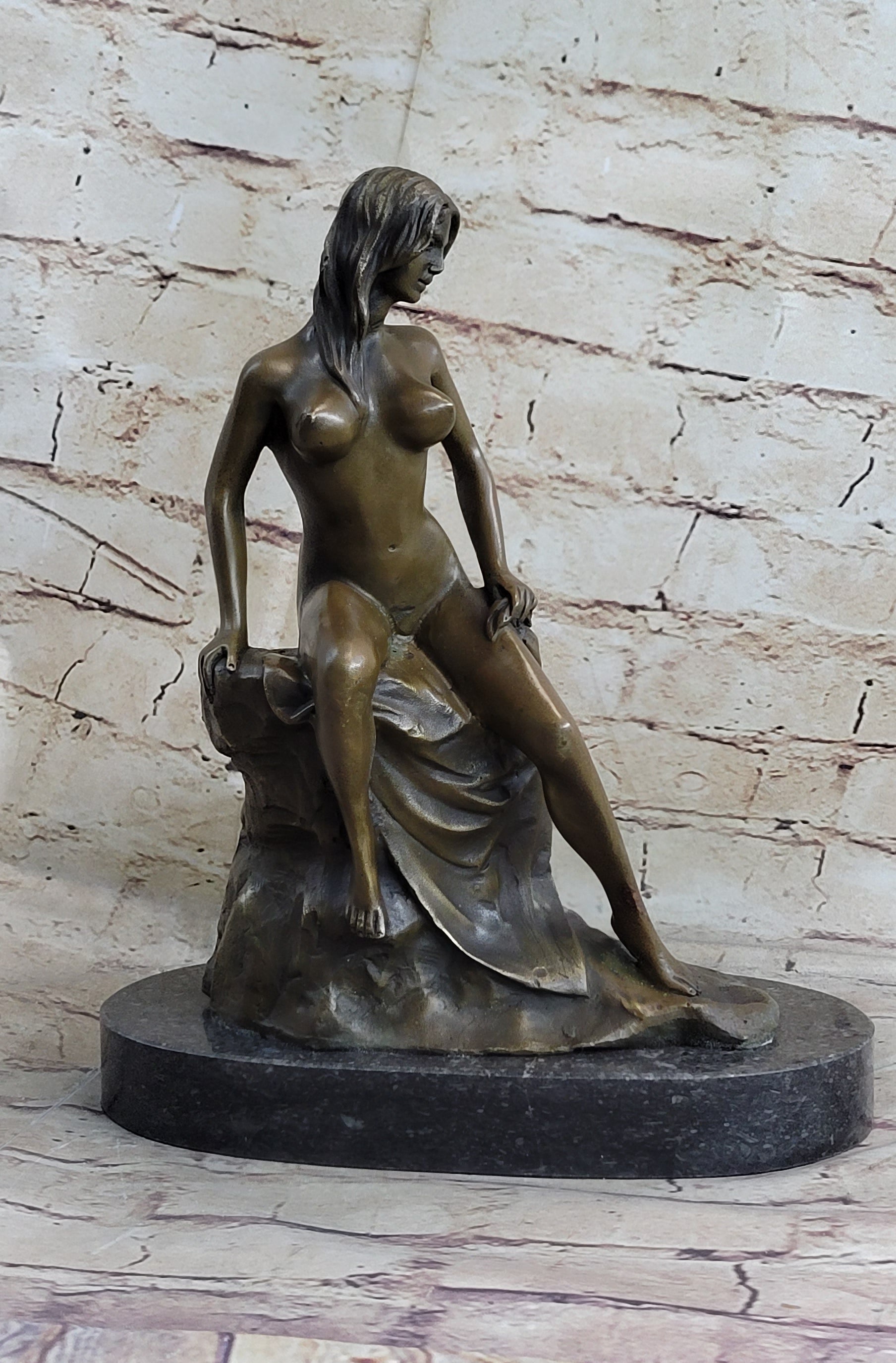 Signed Milo Nude Model with Sexy Pose Bronze Art Deco Sculpture