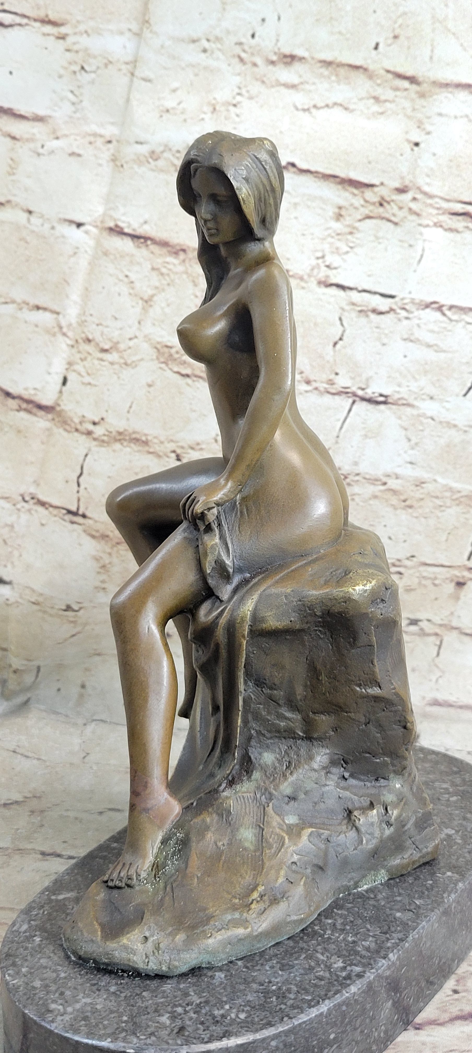 Signed Milo Nude Model with Sexy Pose Bronze Art Deco Sculpture