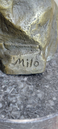 Signed Milo Nude Model with Sexy Pose Bronze Art Deco Sculpture