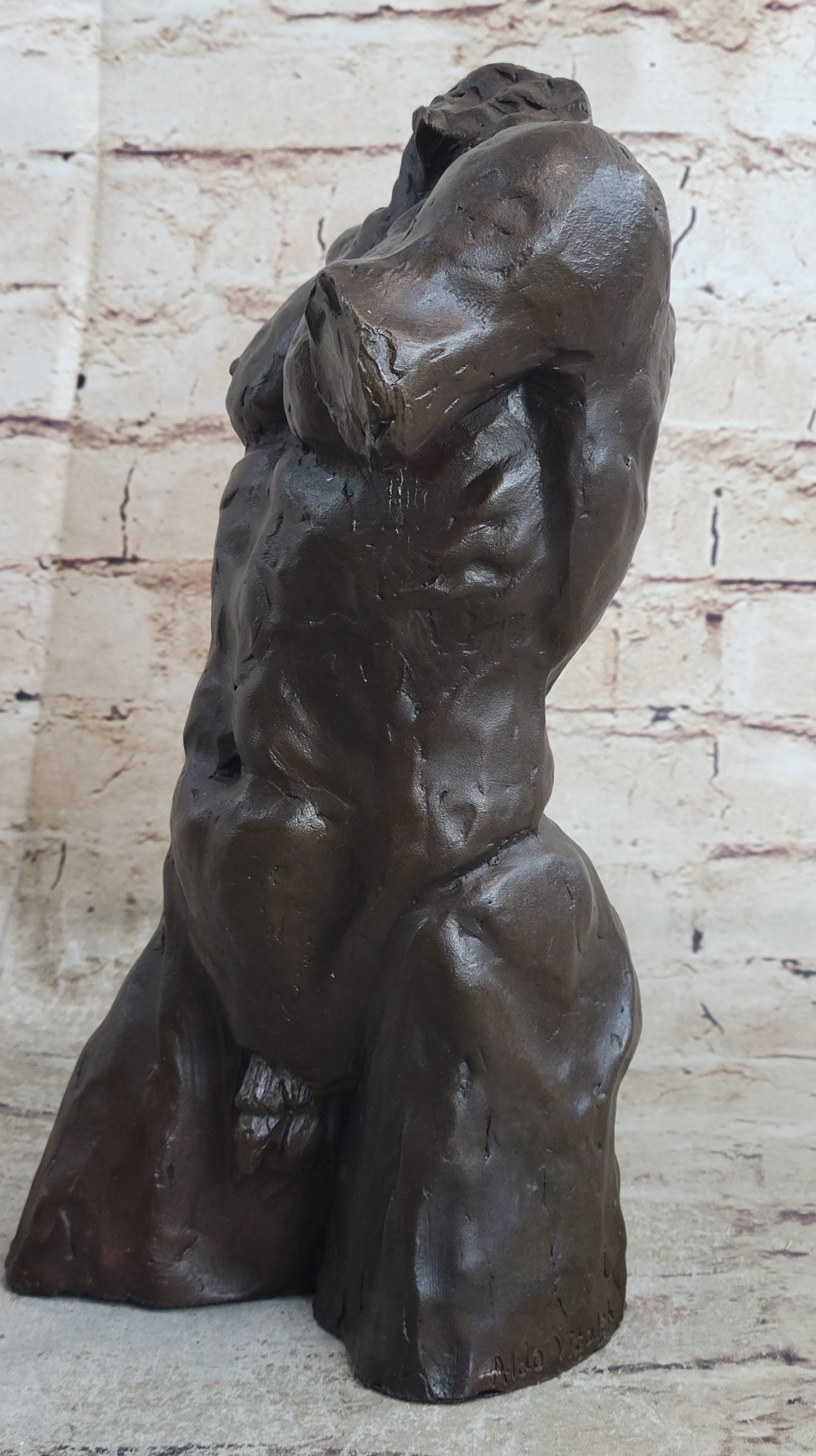Bronze Male Torso Sculpture – Classical Nude Figurative Art