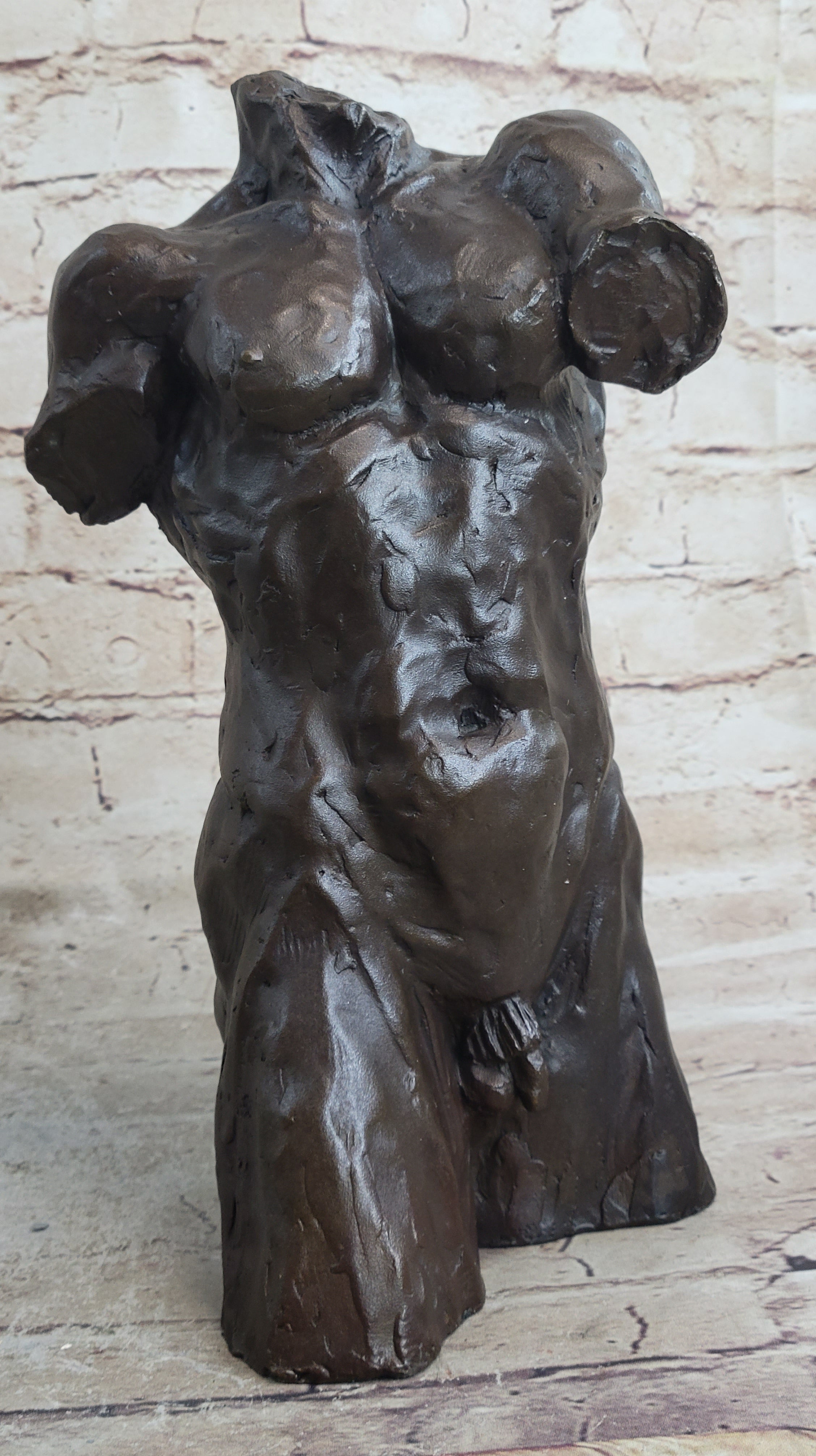 Bronze Male Torso Sculpture – Classical Nude Figurative Art