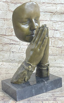 Praying Floating Face Bronze Metal Sculpture Surrealism Dali