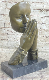 Praying Floating Face Bronze Metal Sculpture Surrealism Dali