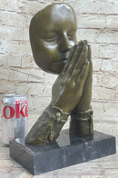 Praying Floating Face Bronze Metal Sculpture Surrealism Dali