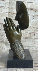 Praying Floating Face Bronze Metal Sculpture Surrealism Dali