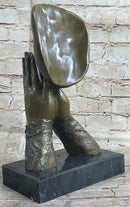Praying Floating Face Bronze Metal Sculpture Surrealism Dali