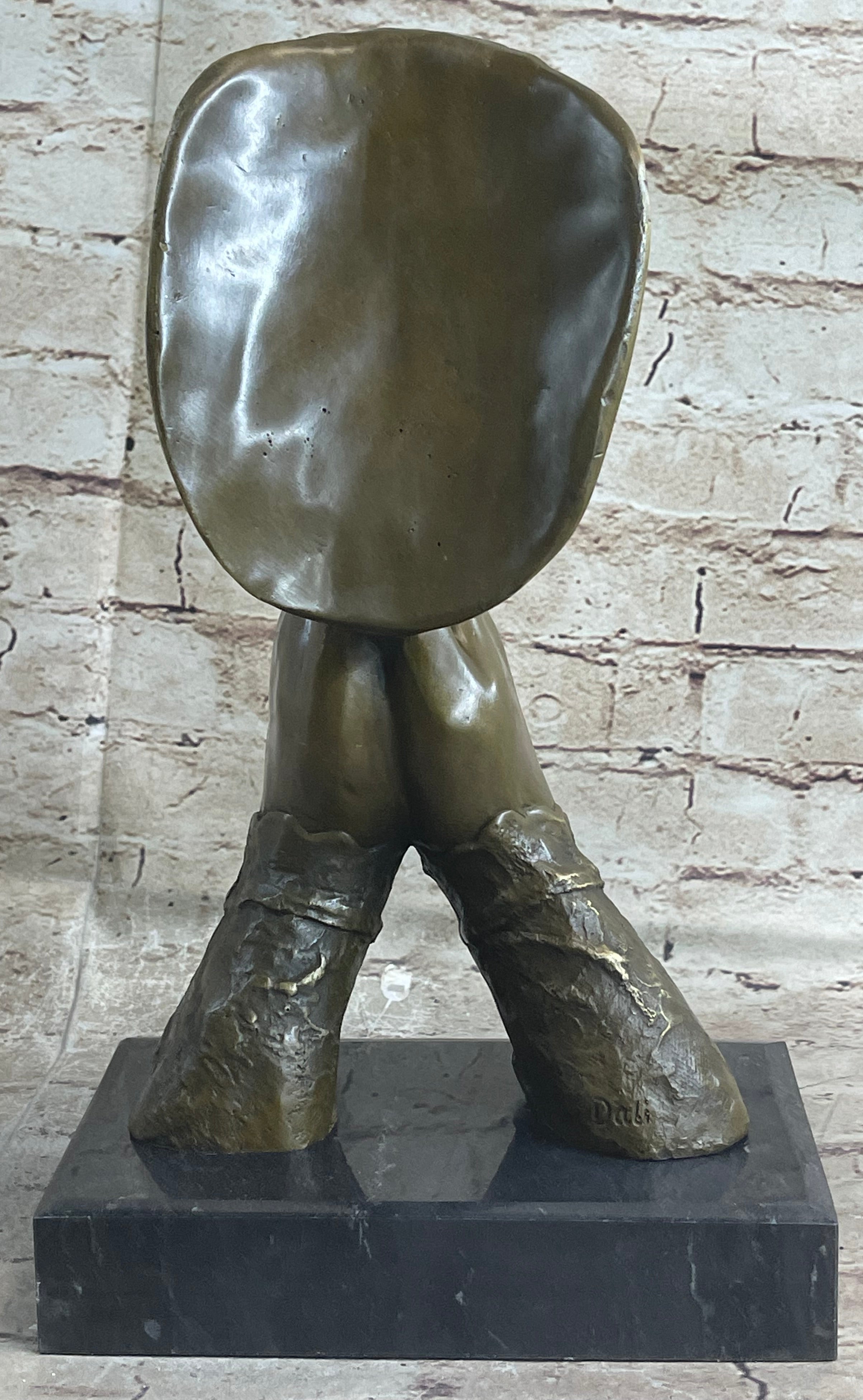 Praying Floating Face Bronze Metal Sculpture Surrealism Dali