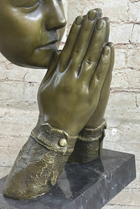 Praying Floating Face Bronze Metal Sculpture Surrealism Dali