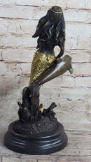 Large Multi Color Patina Hot Cast Mermaid & Dolphin by Lost Wax