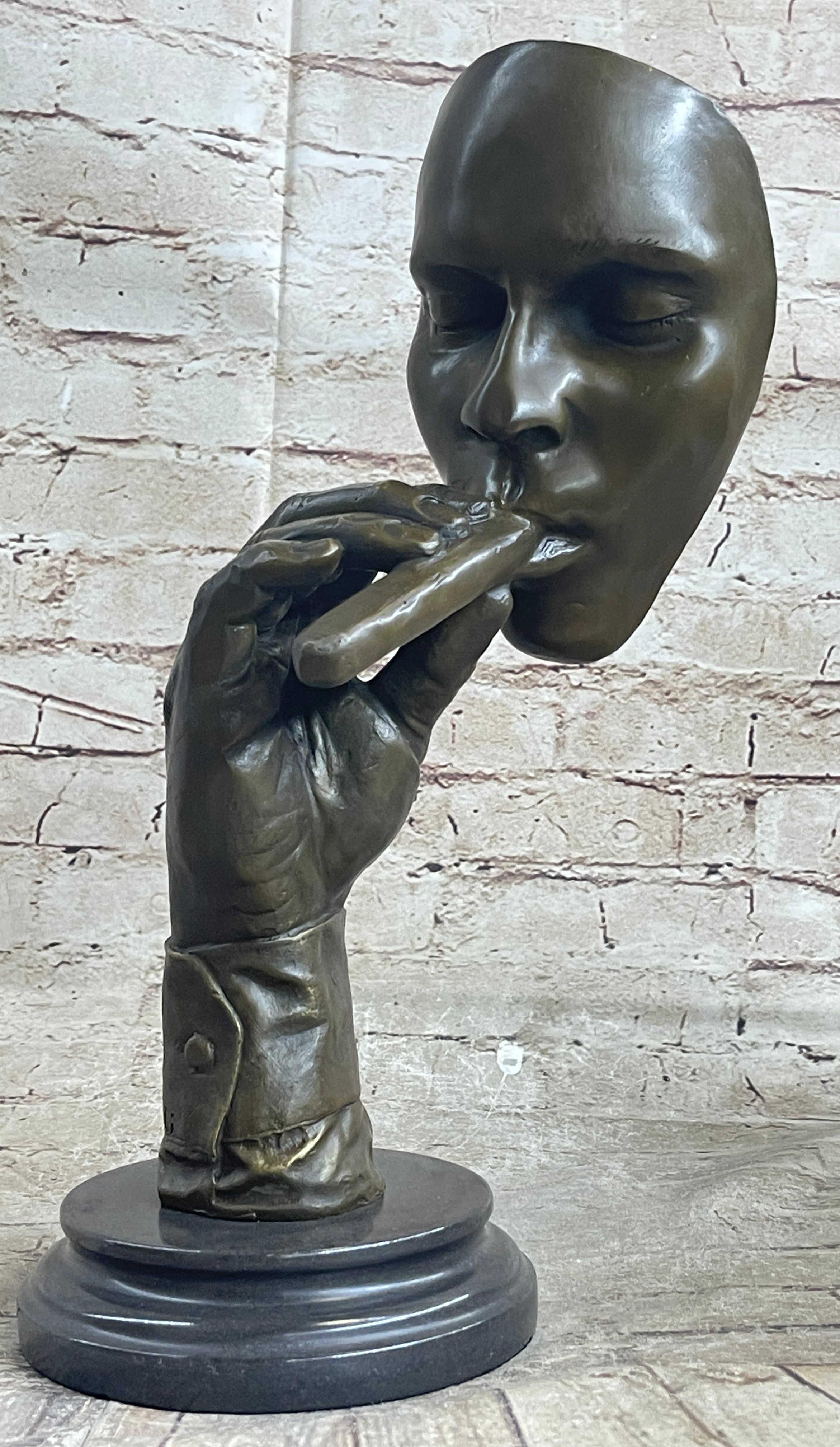 HAVANA MAN SMOKING CIGAR Bronze Statue Sculpture Modern Art 15" x 8"