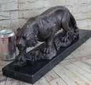 Signed Vienna Bronze Marble Leopard Panther Cat Sculpture