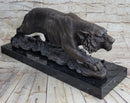 Signed Vienna Bronze Marble Leopard Panther Cat Sculpture