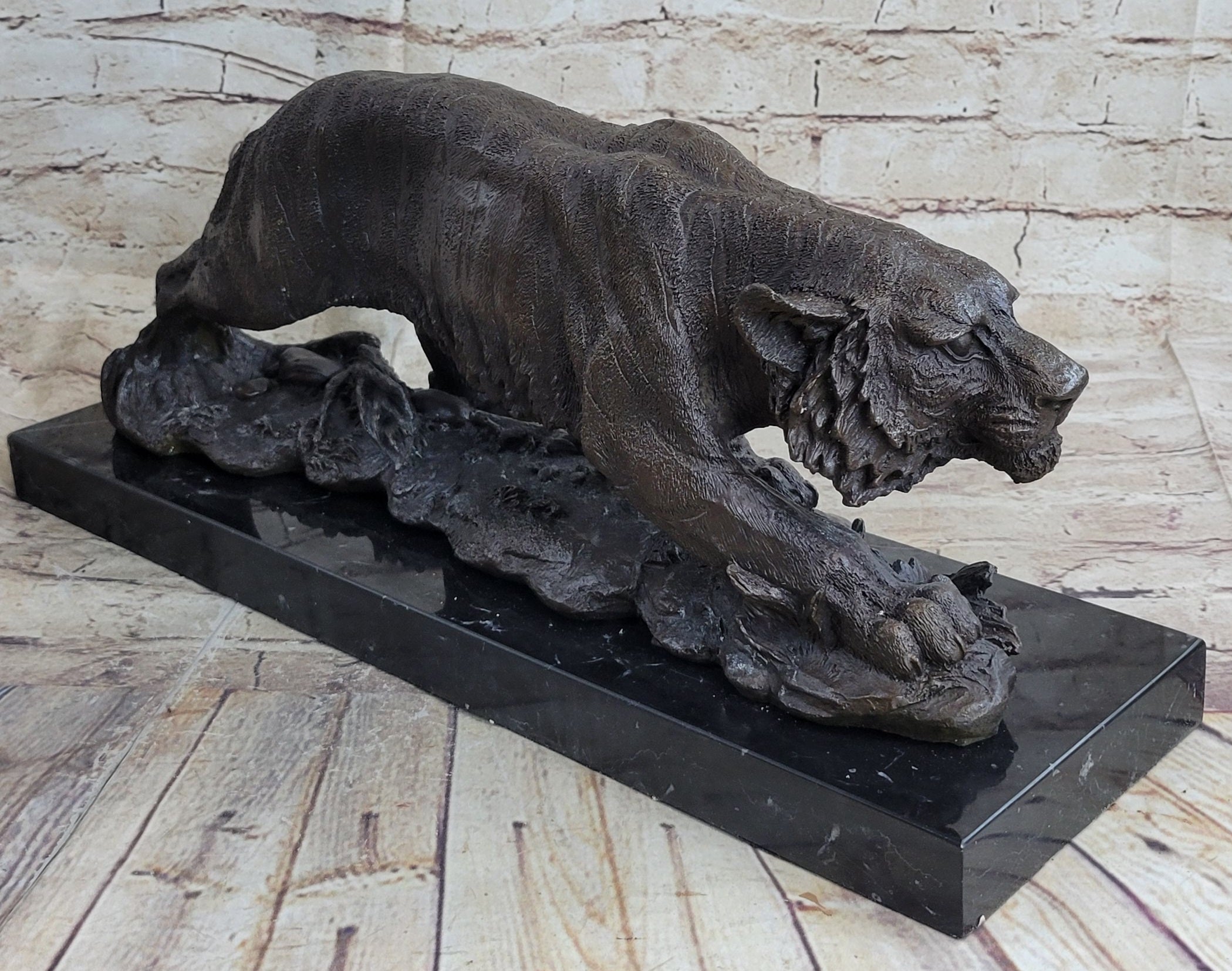 Signed Vienna Bronze Marble Leopard Panther Cat Sculpture