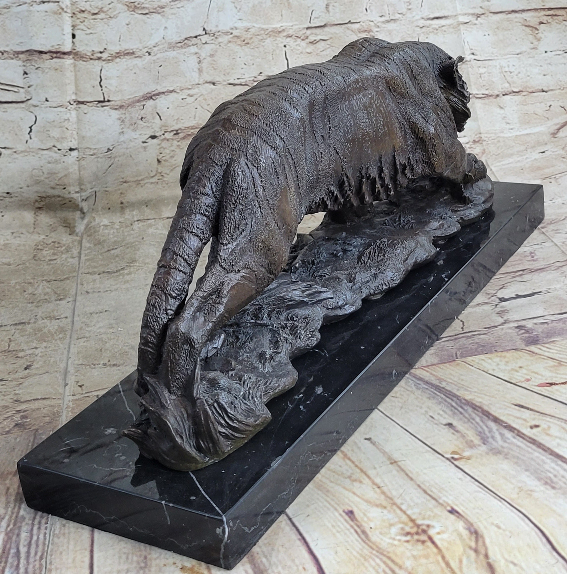 Signed Vienna Bronze Marble Leopard Panther Cat Sculpture