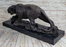 Signed Vienna Bronze Marble Leopard Panther Cat Sculpture