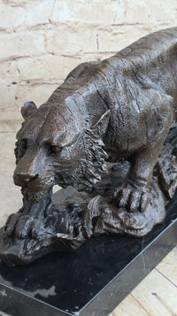 Signed Vienna Bronze Marble Leopard Panther Cat Sculpture