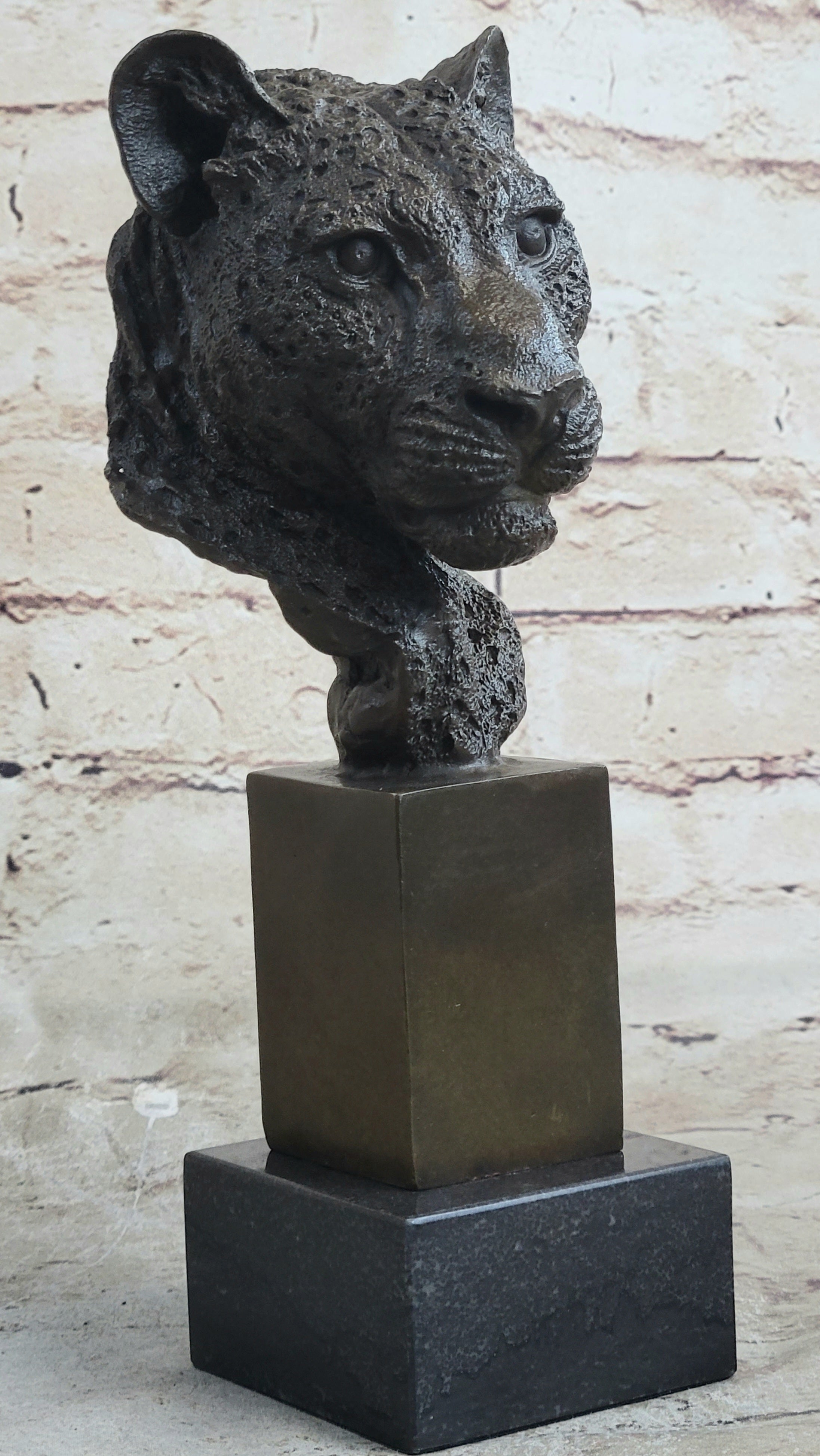 African Cheetah Bronze Bust by Mene - Animal Figure Art